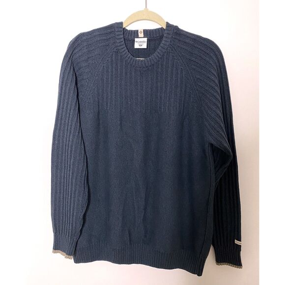 Columbia Green Ribbed Knit Sweater Mens Long Sleeve Pullover, 100% Cotton Sz XL - Picture 1 of 10
